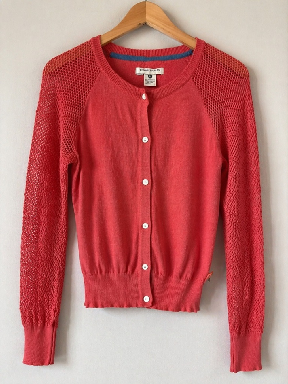 Coral Button-Front Knit Sweater